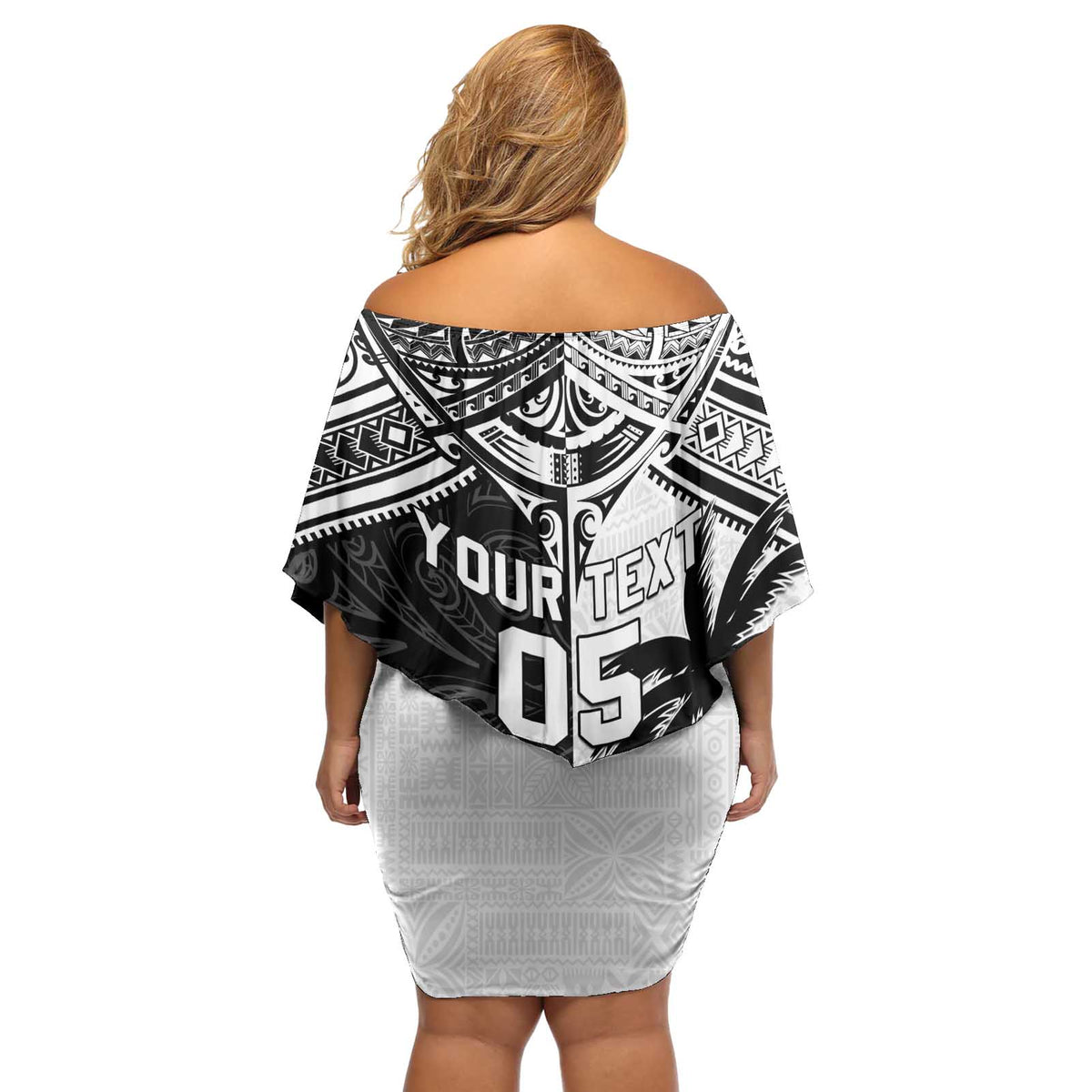 Custom New Zealand And Fiji Rugby 2024 Off Shoulder Short Dress Maori Kiwi With Fijian Palm Tree LT05 - Polynesian Pride