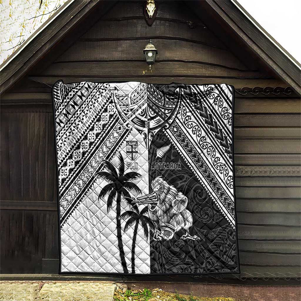New Zealand And Fiji Rugby 2024 Quilt Maori Kiwi With Fijian Palm Tree