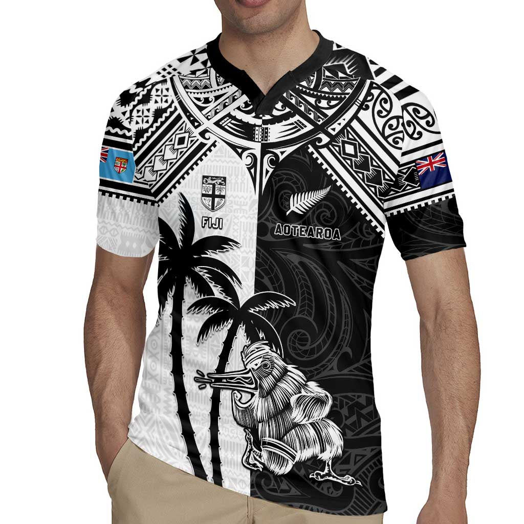 Custom New Zealand And Fiji Rugby 2024 Rugby Jersey Maori Kiwi With Fijian Palm Tree LT05 - Polynesian Pride
