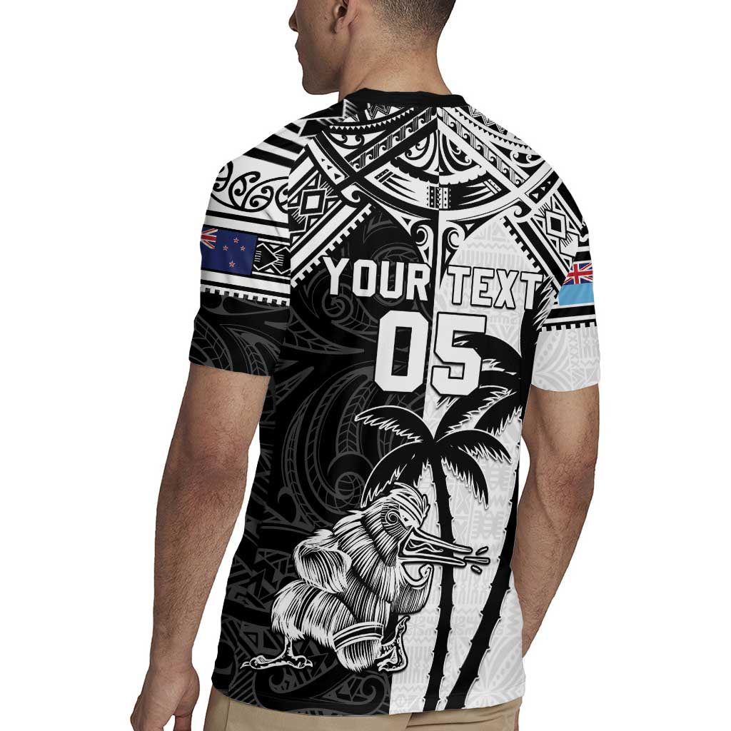 Custom New Zealand And Fiji Rugby 2024 Rugby Jersey Maori Kiwi With Fijian Palm Tree LT05 - Polynesian Pride