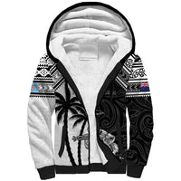 Custom New Zealand And Fiji Rugby 2024 Sherpa Hoodie Maori Kiwi With Fijian Palm Tree LT05 Unisex Black - Polynesian Pride