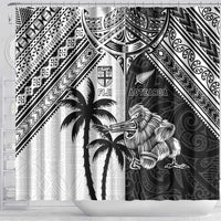 New Zealand And Fiji Rugby 2024 Shower Curtain Maori Kiwi With Fijian Palm Tree LT05 - Polynesian Pride