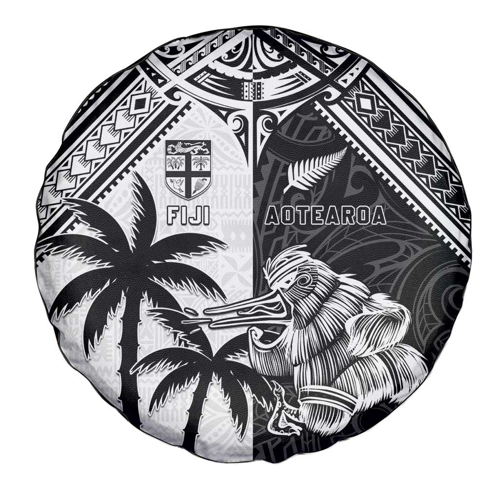 New Zealand And Fiji Rugby 2024 Spare Tire Cover Maori Kiwi With Fijian Palm Tree LT05 - Polynesian Pride