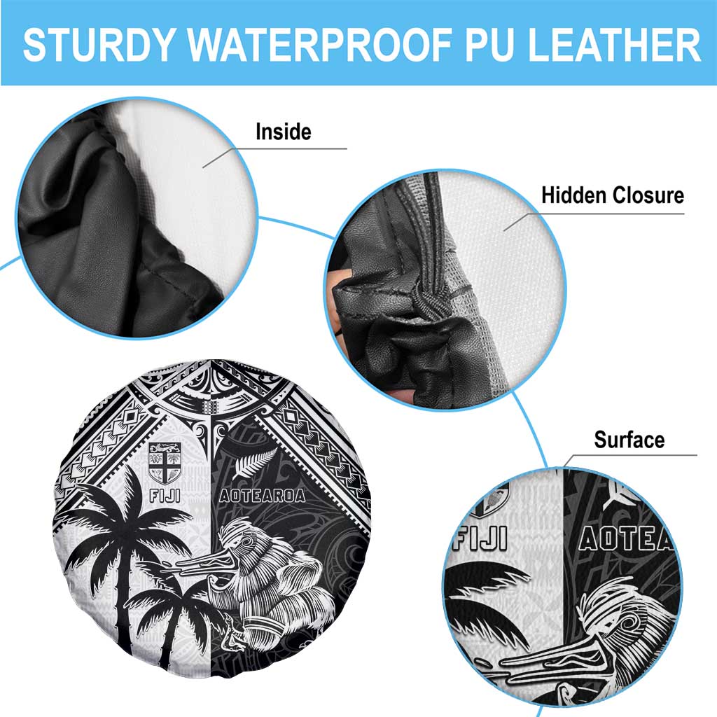 New Zealand And Fiji Rugby 2024 Spare Tire Cover Maori Kiwi With Fijian Palm Tree LT05 - Polynesian Pride