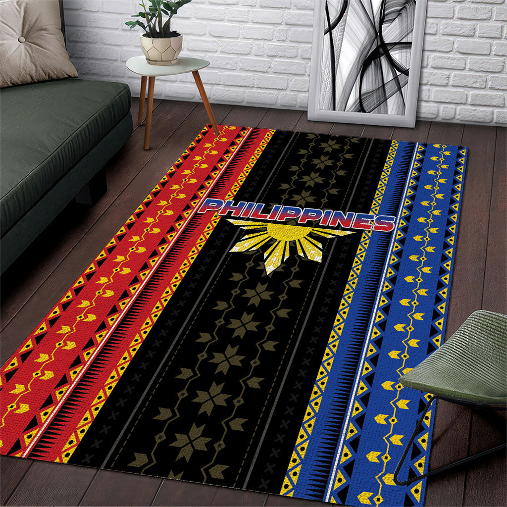 Philippines Filipinos Area Rug Igorot Tribal Inspiration Pattern Style LT05 Black - Polynesian Pride