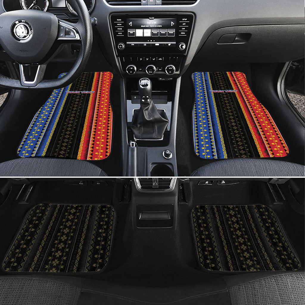 Personalised Philippines Filipinos Car Mats Igorot Tribal Inspiration Pattern Style LT05 Set 4pcs Black - Polynesian Pride