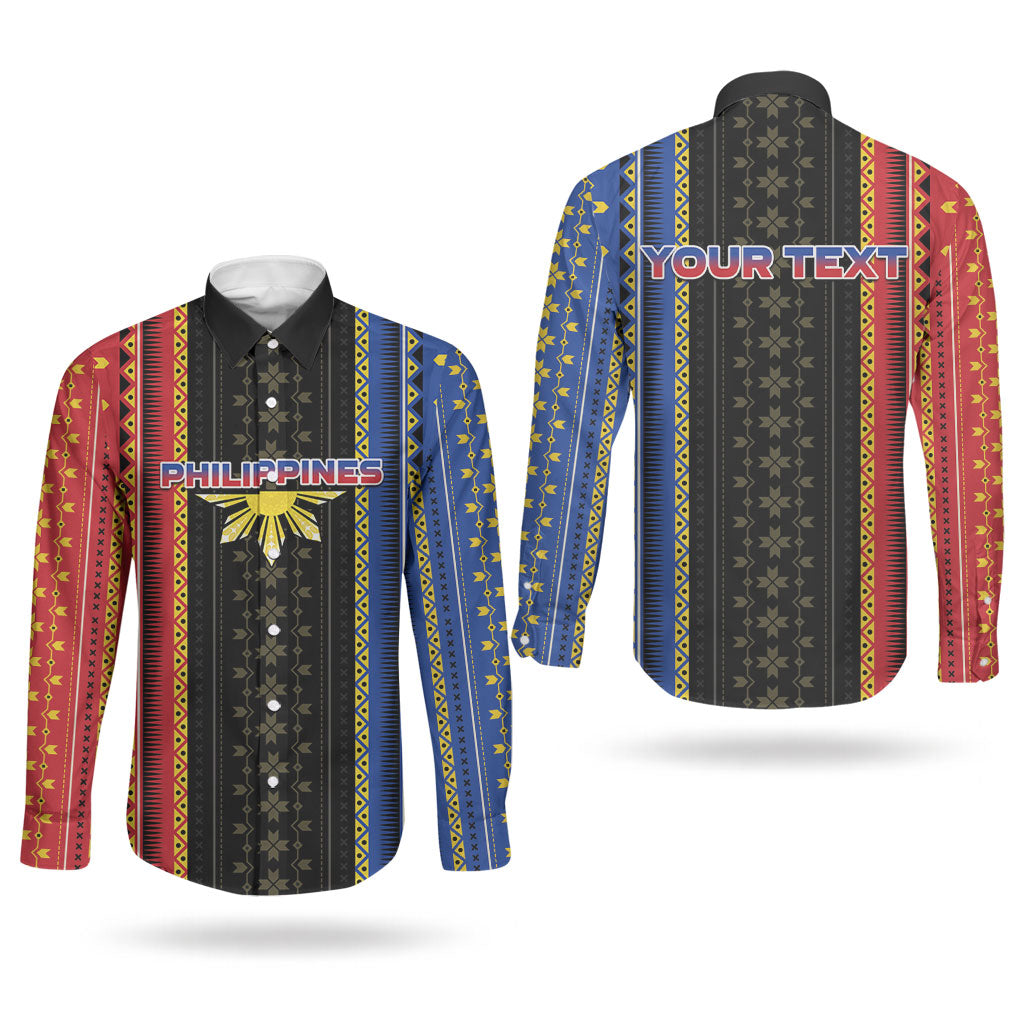 Personalised Philippines Filipinos Couples Matching Off Shoulder Maxi Dress and Long Sleeve Button Shirt Igorot Tribal Inspiration Pattern Style