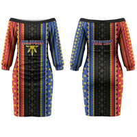 Personalised Philippines Filipinos Couples Matching Off The Shoulder Long Sleeve Dress and Hawaiian Shirt Igorot Tribal Inspiration Pattern Style