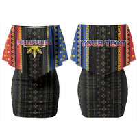 Personalised Philippines Filipinos Family Matching Off Shoulder Short Dress and Hawaiian Shirt Igorot Tribal Inspiration Pattern Style