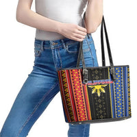 Philippines Filipinos Leather Tote Bag Igorot Tribal Inspiration Pattern Style