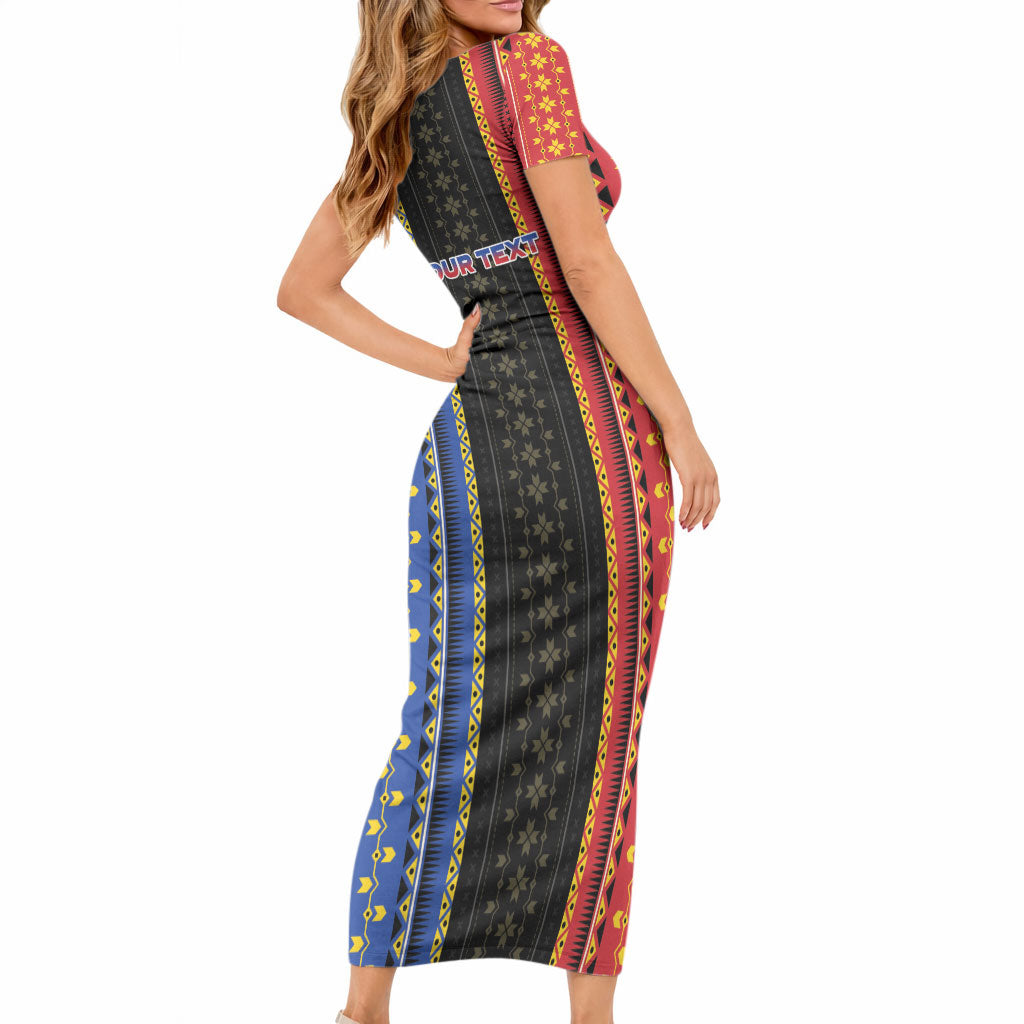 Personalised Philippines Filipinos Short Sleeve Bodycon Dress Igorot Tribal Inspiration Pattern Style