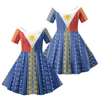Philippines Sun Family Matching Long Sleeve Bodycon Dress and Hawaiian Shirt Igorot Tribal Inspiration