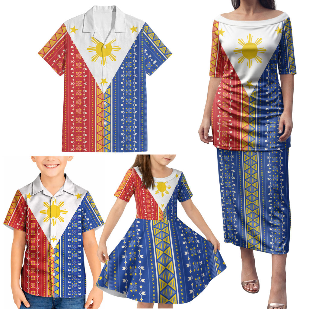 Philippines Sun Family Matching Puletasi and Hawaiian Shirt Igorot Tribal Inspiration