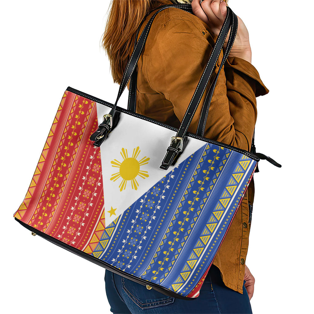 Philippines Sun Leather Tote Bag Igorot Tribal Inspiration