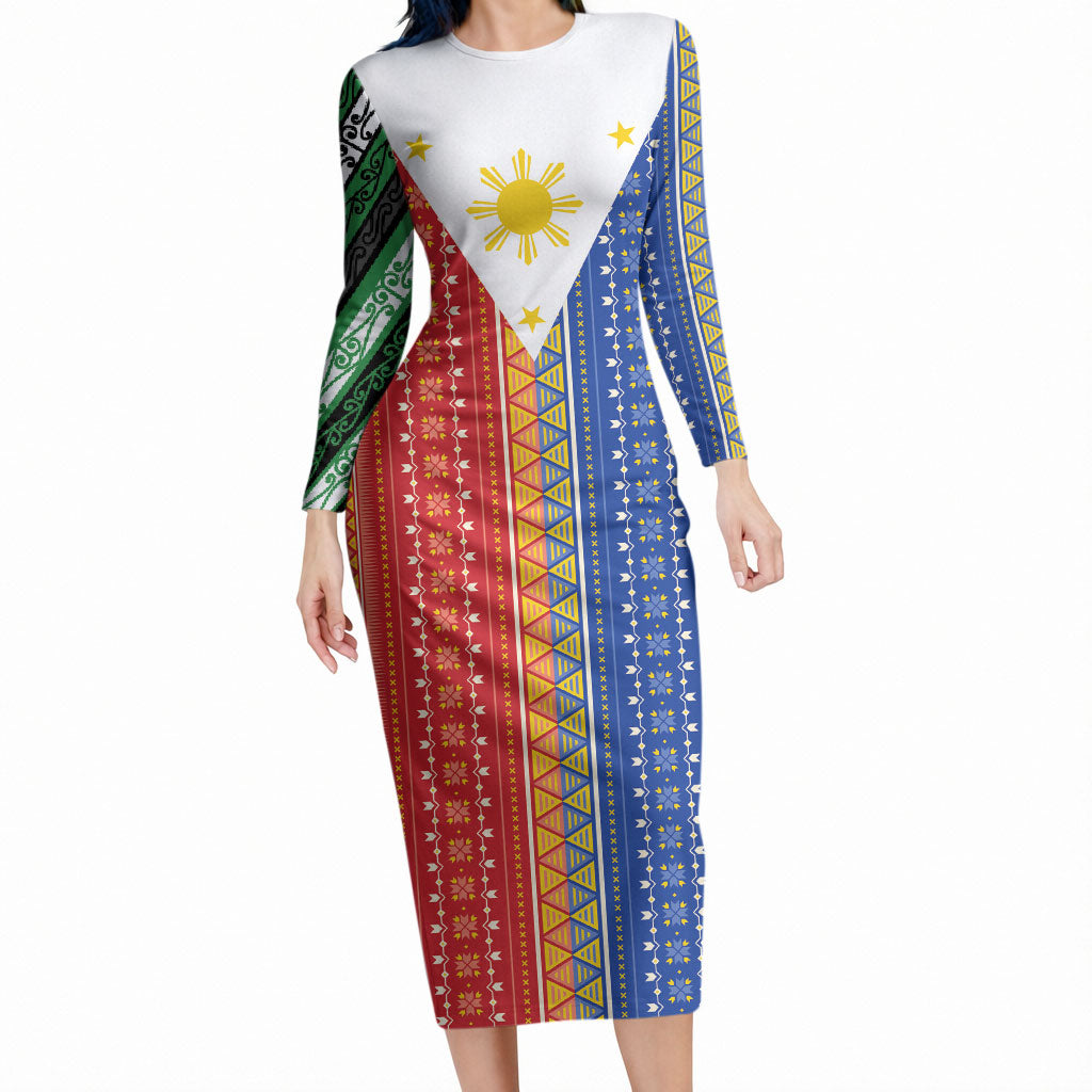 Philippines Sun Long Sleeve Bodycon Dress Igorot Tribal Inspiration