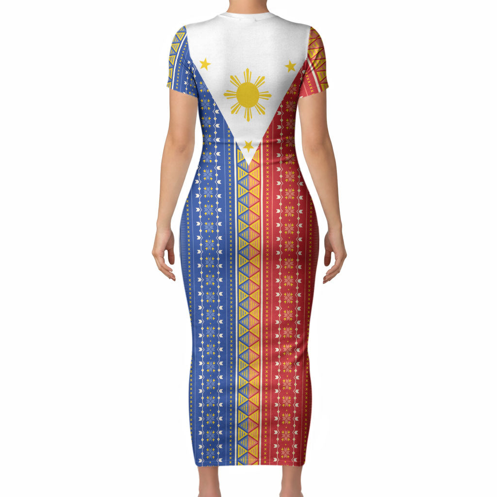 Philippines Sun Short Sleeve Bodycon Dress Igorot Tribal Inspiration