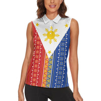 Philippines Sun Women Sleeveless Polo Shirt Igorot Tribal Inspiration