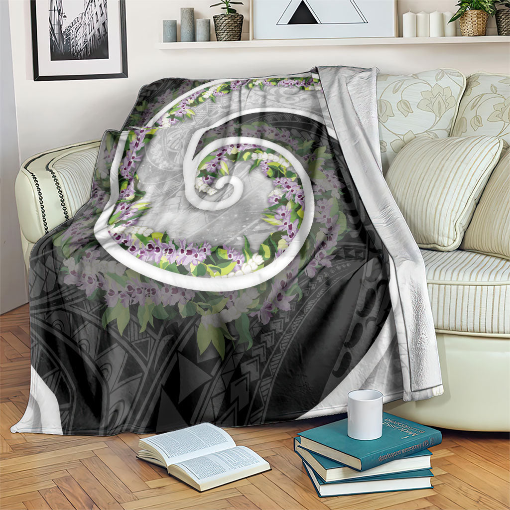 Piko Hawaii Blanket Polynesian Pattern With Maile Pikake Honohono Lei