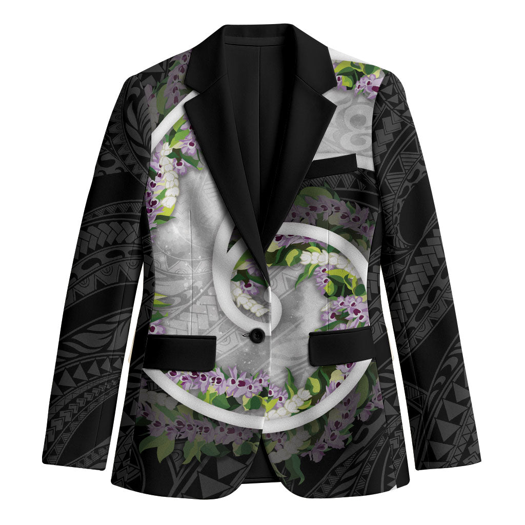 Piko Hawaii Blazer Polynesian Pattern With Maile Pikake Honohono Lei LT05 Unisex Black - Polynesian Pride