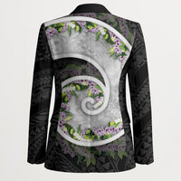 Piko Hawaii Blazer Polynesian Pattern With Maile Pikake Honohono Lei