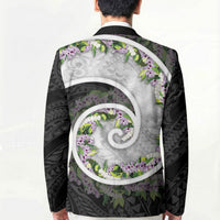 Piko Hawaii Blazer Polynesian Pattern With Maile Pikake Honohono Lei