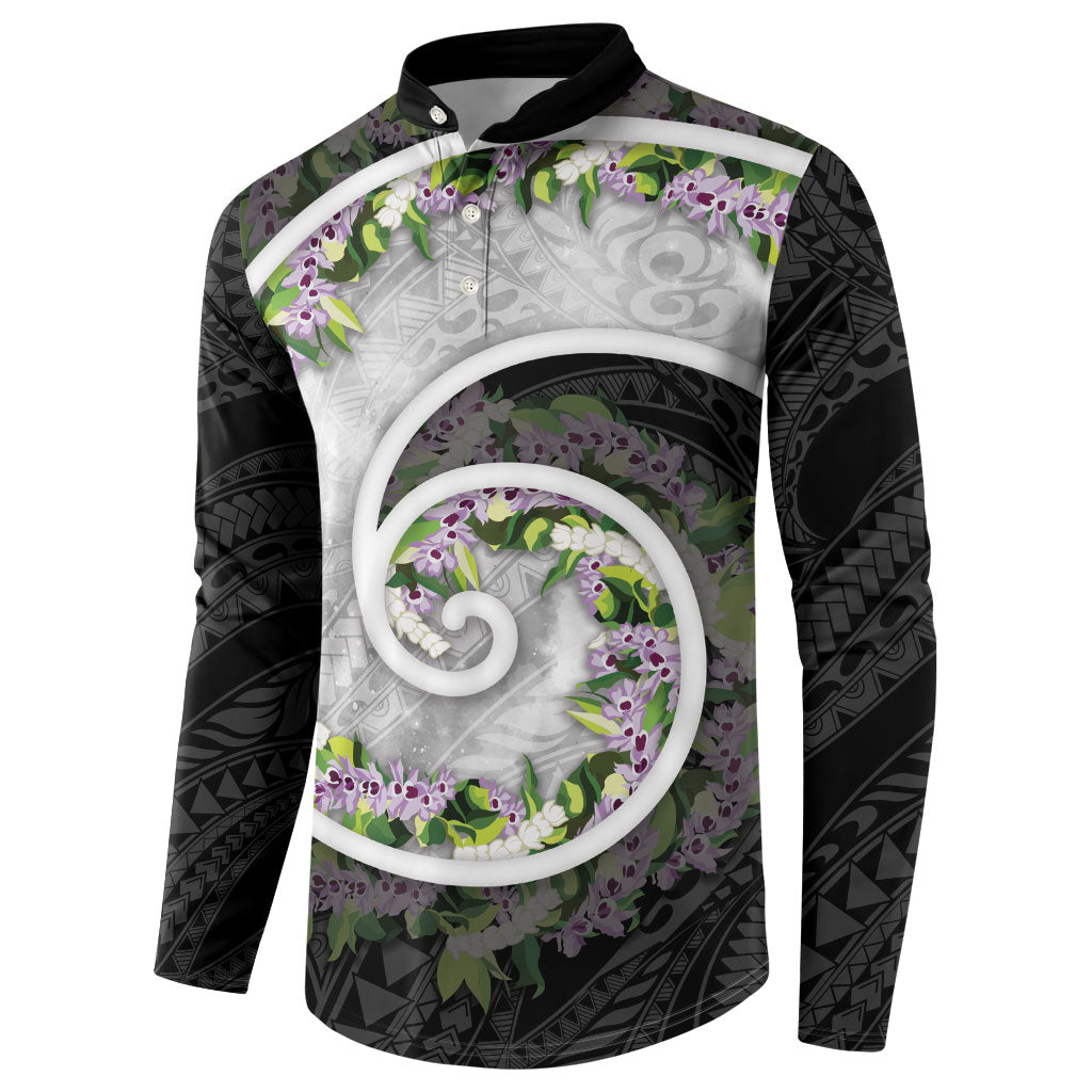 Piko Hawaii Button Sweatshirt Polynesian Pattern With Maile Pikake Honohono Lei