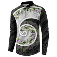 Piko Hawaii Button Sweatshirt Polynesian Pattern With Maile Pikake Honohono Lei