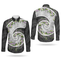 Piko Hawaii Couples Matching Summer Maxi Dress and Long Sleeve Button Shirt Polynesian Pattern With Maile Pikake Honohono Lei