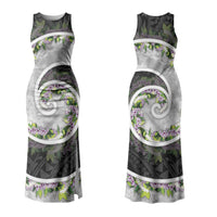 Piko Hawaii Couples Matching Tank Maxi Dress and Hawaiian Shirt Polynesian Pattern With Maile Pikake Honohono Lei