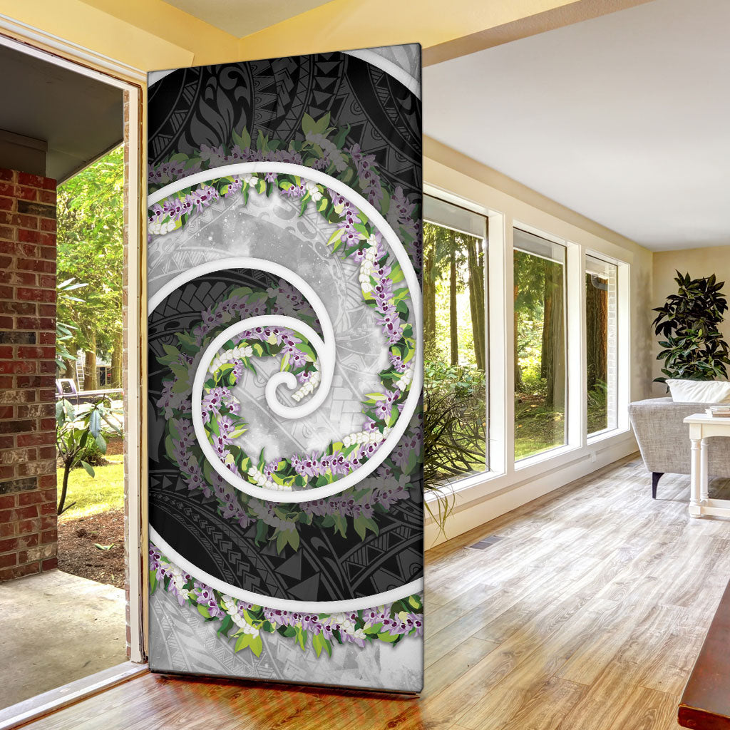 Piko Hawaii Door Cover Polynesian Pattern With Maile Pikake Honohono Lei