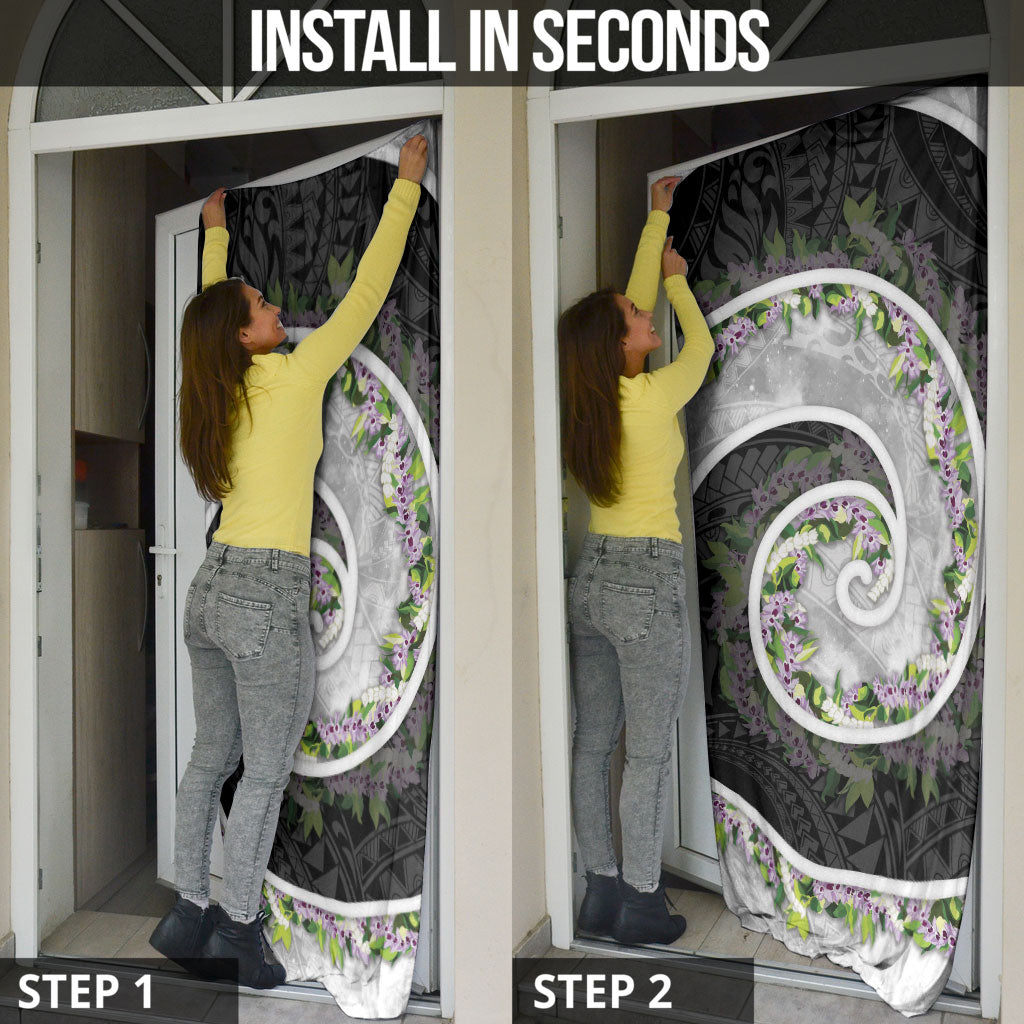 Piko Hawaii Door Cover Polynesian Pattern With Maile Pikake Honohono Lei