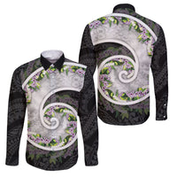 Piko Hawaii Family Matching Long Sleeve Bodycon Dress and Hawaiian Shirt Polynesian Pattern With Maile Pikake Honohono Lei