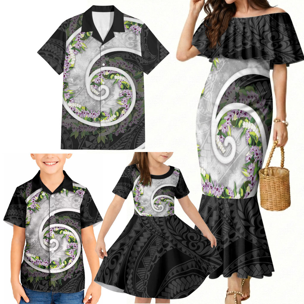 Piko Hawaii Family Matching Mermaid Dress and Hawaiian Shirt Polynesian Pattern With Maile Pikake Honohono Lei LT05 - Polynesian Pride