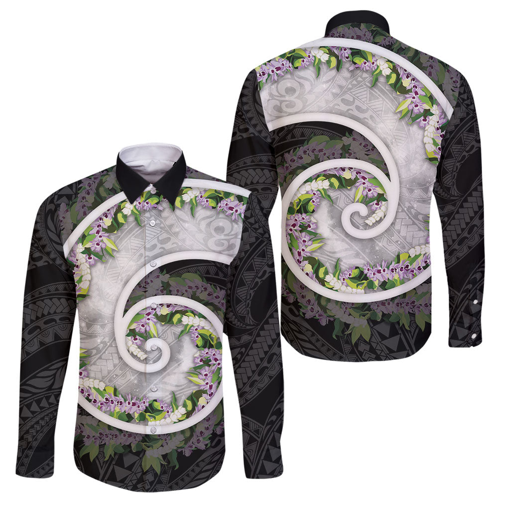 Piko Hawaii Family Matching Tank Maxi Dress and Hawaiian Shirt Polynesian Pattern With Maile Pikake Honohono Lei