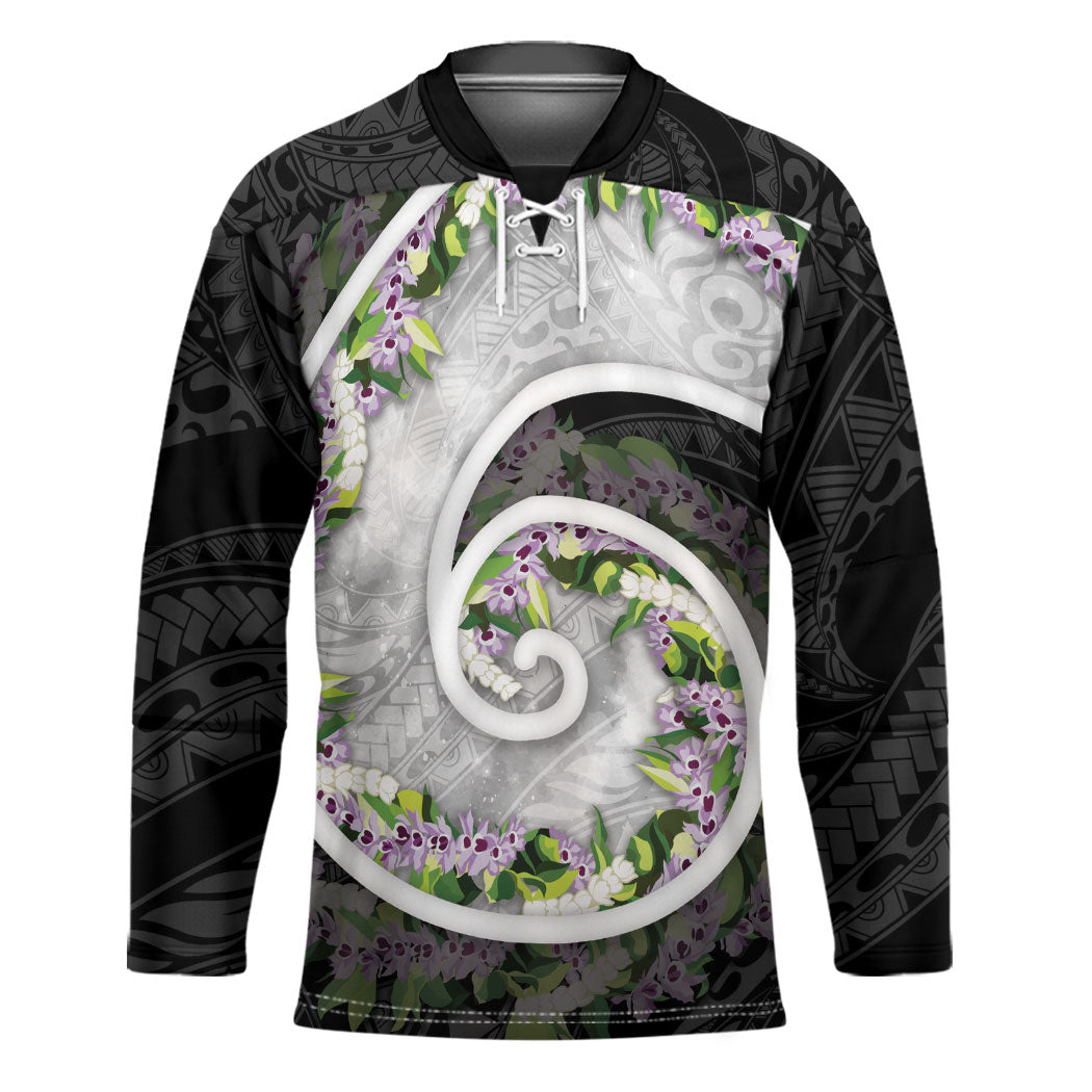 Piko Hawaii Hockey Jersey Polynesian Pattern With Maile Pikake Honohono Lei