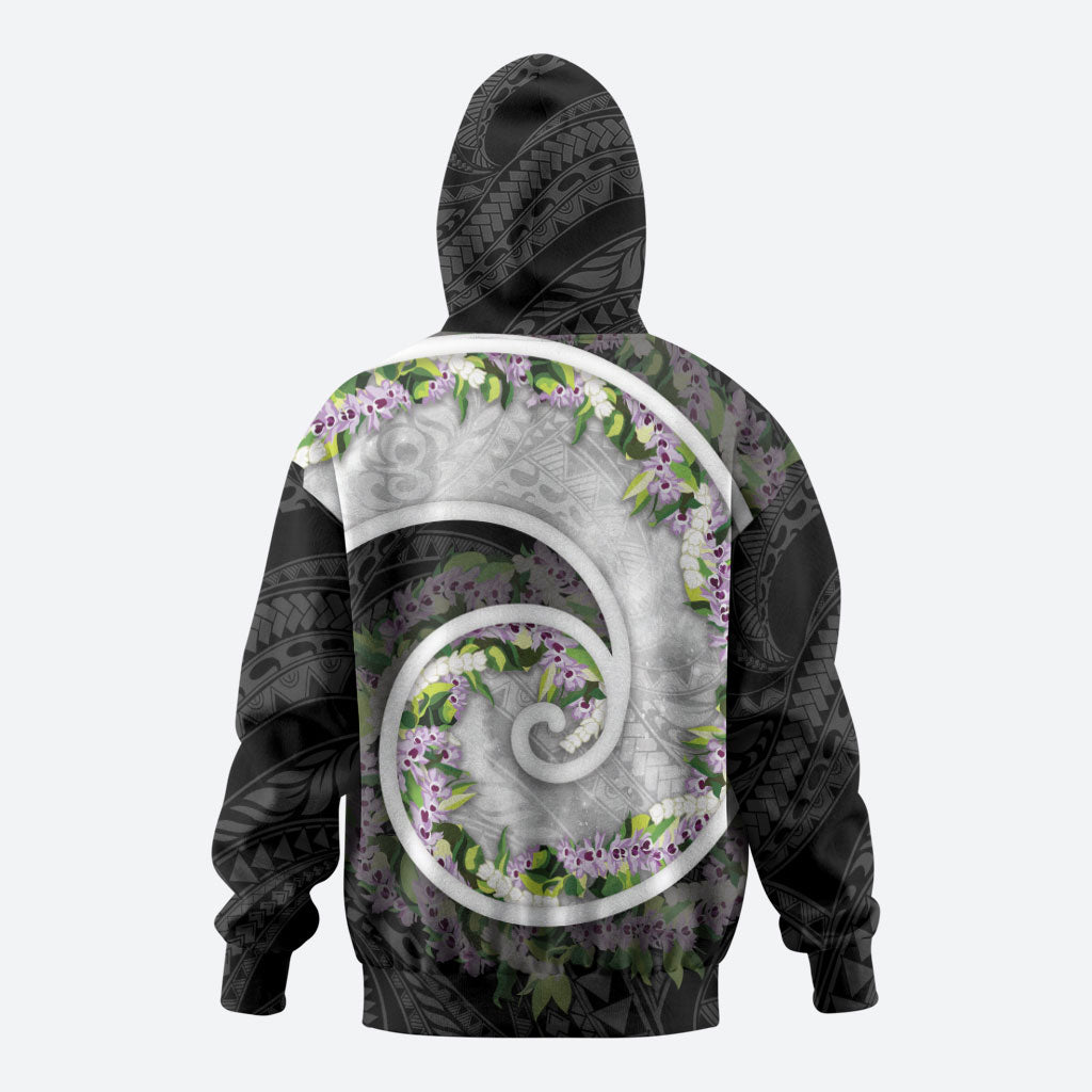 Piko Hawaii Hoodie Polynesian Pattern With Maile Pikake Honohono Lei