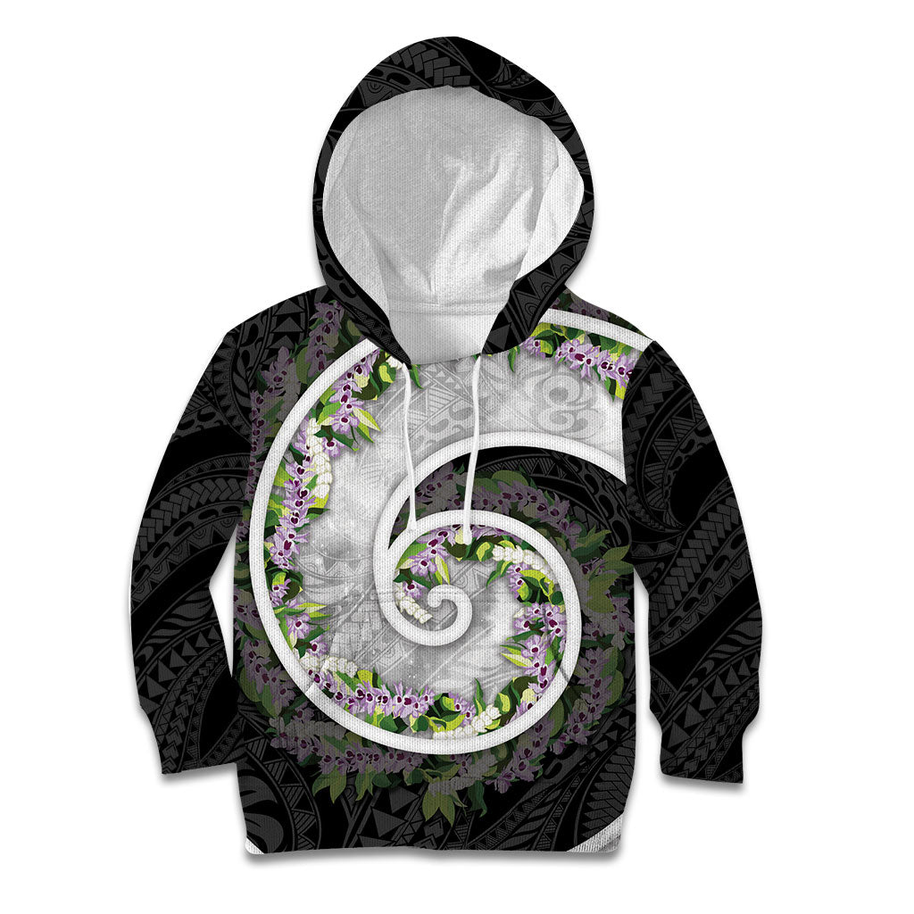 Piko Hawaii Kid Hoodie Polynesian Pattern With Maile Pikake Honohono Lei