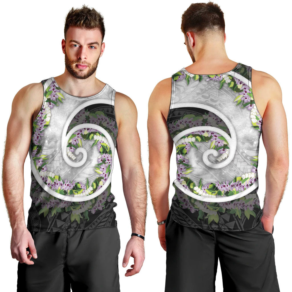 Piko Hawaii Men Tank Top Polynesian Pattern With Maile Pikake Honohono Lei
