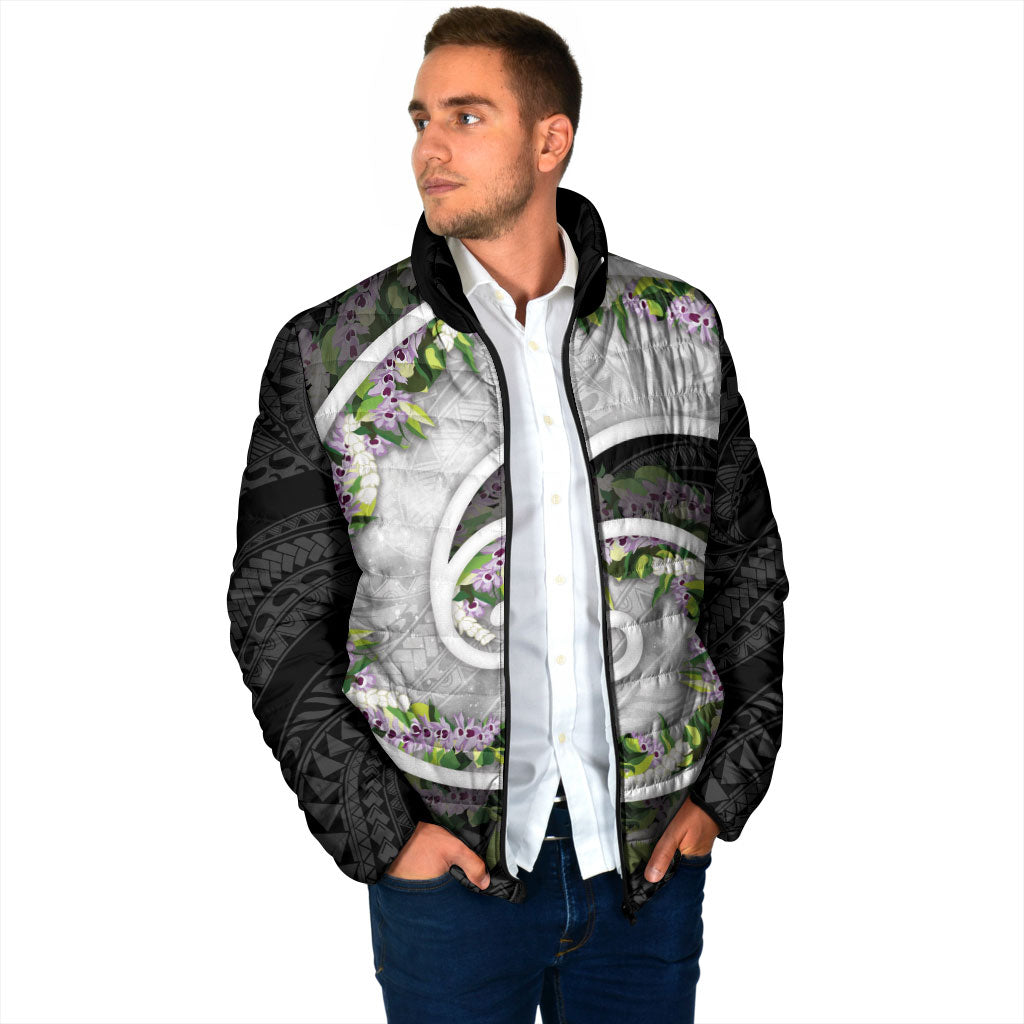 Piko Hawaii Padded Jacket Polynesian Pattern With Maile Pikake Honohono Lei