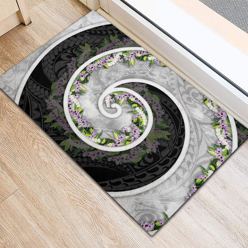 Piko Hawaii Rubber Doormat Polynesian Pattern With Maile Pikake Honohono Lei