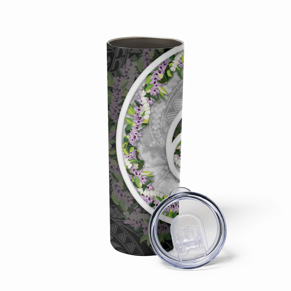 Piko Hawaii Skinny Tumbler Polynesian Pattern With Maile Pikake Honohono Lei