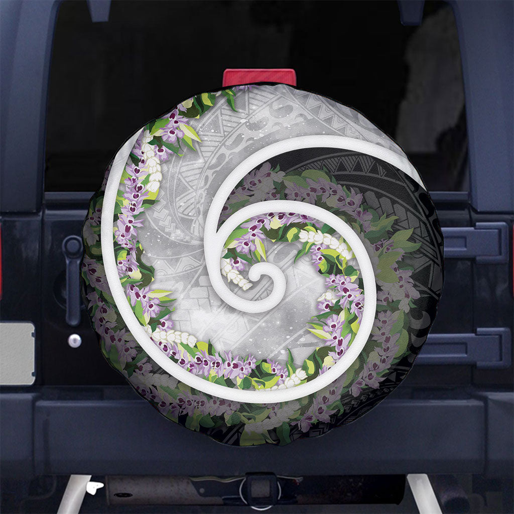 Piko Hawaii Spare Tire Cover Polynesian Pattern With Maile Pikake Honohono Lei
