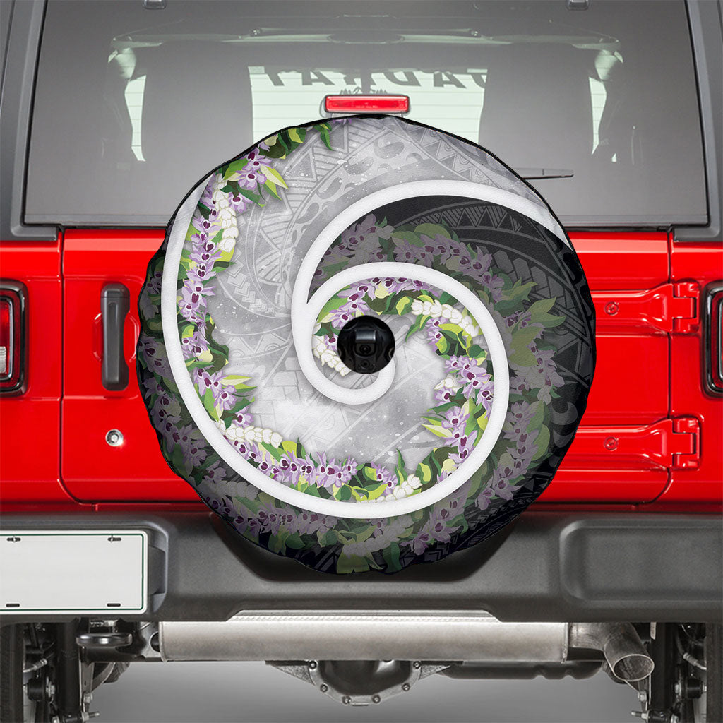 Piko Hawaii Spare Tire Cover Polynesian Pattern With Maile Pikake Honohono Lei