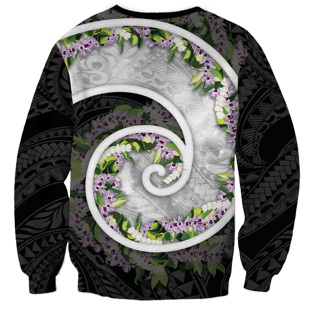 Piko Hawaii Sweatshirt Polynesian Pattern With Maile Pikake Honohono Lei