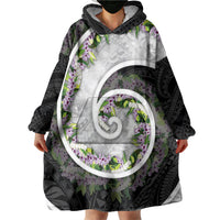 Piko Hawaii Wearable Blanket Hoodie Polynesian Pattern With Maile Pikake Honohono Lei