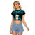 New Zealand Raglan Cropped T Shirt Manaia Maori Pattern With Turquoise Fern LT05 Female Turquoise - Polynesian Pride