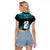 New Zealand Raglan Cropped T Shirt Manaia Maori Pattern With Turquoise Fern LT05 - Polynesian Pride