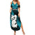 Personalized New Zealand Summer Maxi Dress Manaia Maori Pattern With Turquoise Fern LT05 Women Turquoise - Polynesian Pride