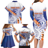 Personalised Marshall Islands Manit Day Family Matching Long Sleeve Bodycon Dress and Hawaiian Shirt Polynesian Tribal Tattoo Tropical Style LT05 - Polynesian Pride