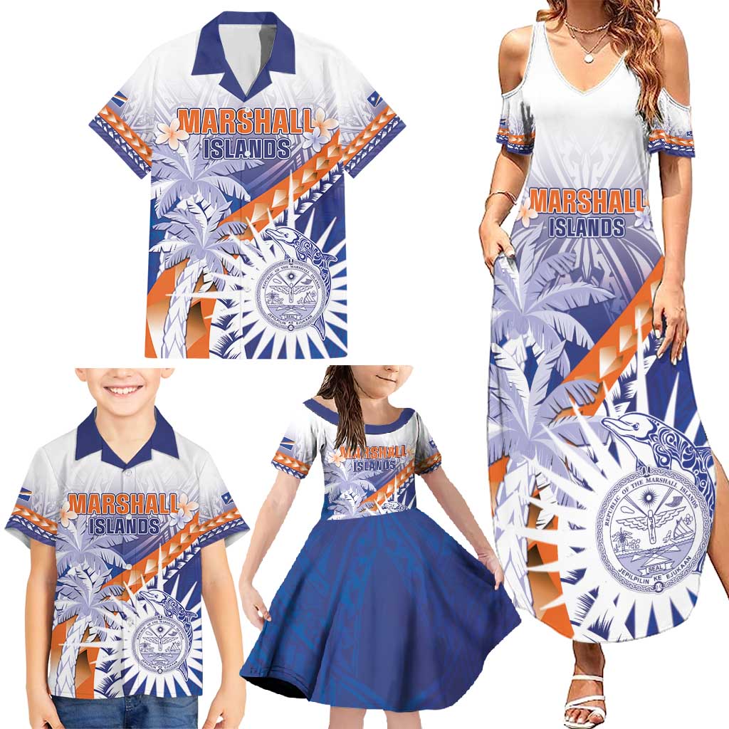 Personalised Marshall Islands Manit Day Family Matching Summer Maxi Dress and Hawaiian Shirt Polynesian Tribal Tattoo Tropical Style LT05 - Polynesian Pride